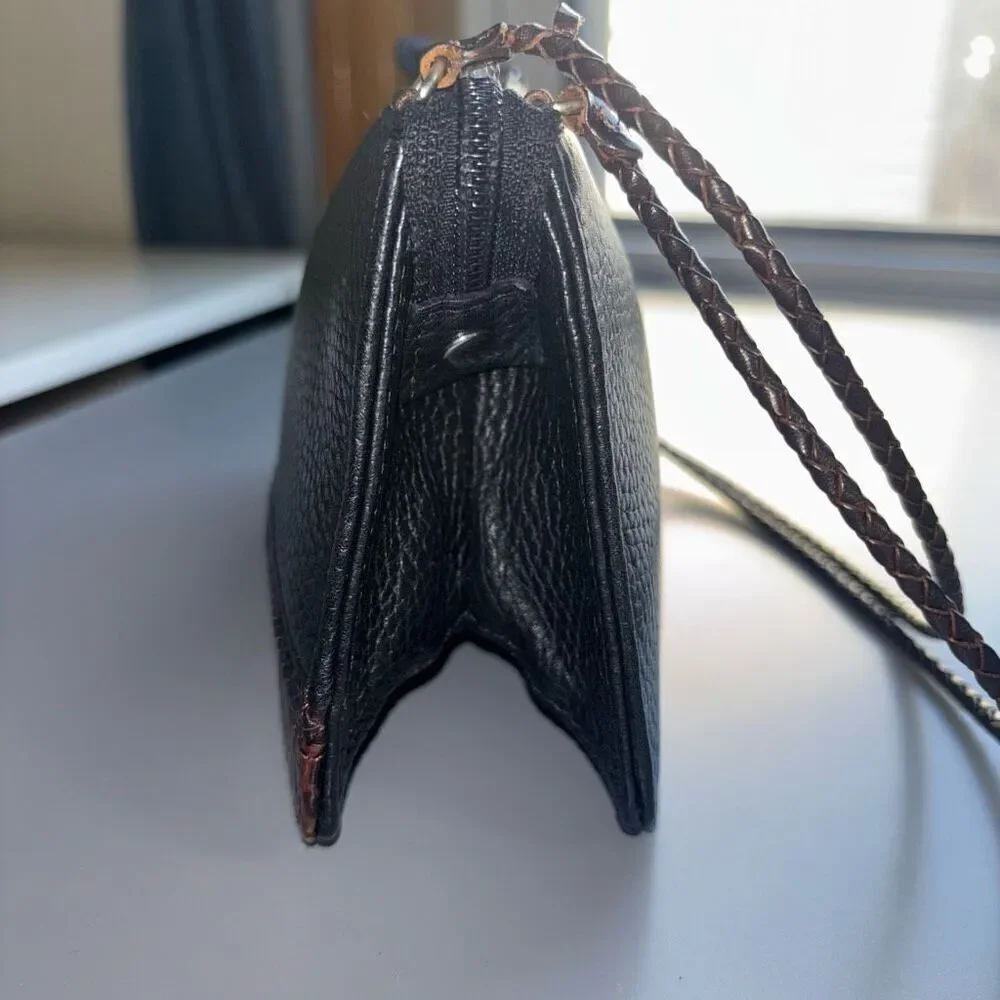 Brighton Black Brown Croc Embossed Leather Small Clutch Purse